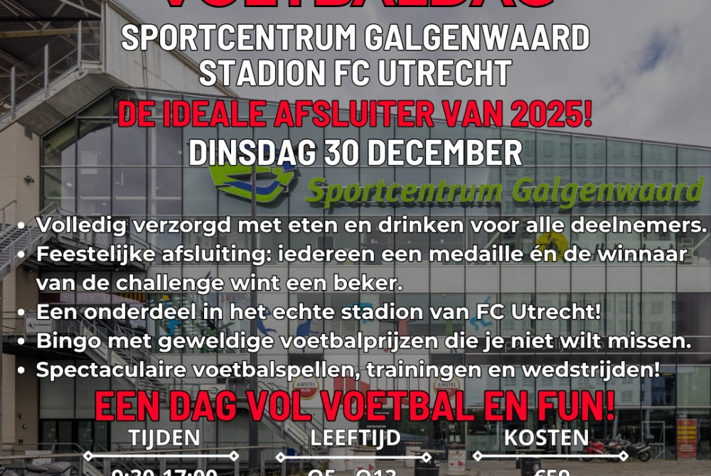 Inschrijving PVCV Galgenwaard Kerst Zaalvoetbaldag geopend❗