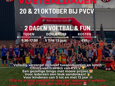 Inschrijving PVCV herfstvakantie voetbaldagen 2025 geopend!