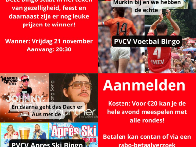 Vrijdag 21 november Bingo PVCV!