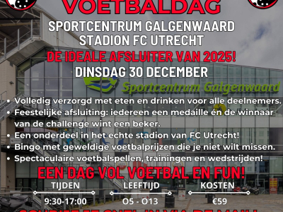 Inschrijving PVCV Galgenwaard Kerst Zaalvoetbaldag geopend❗