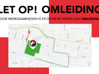 Let op! Door de week is er een omleiding naar het sportpark voor auto's